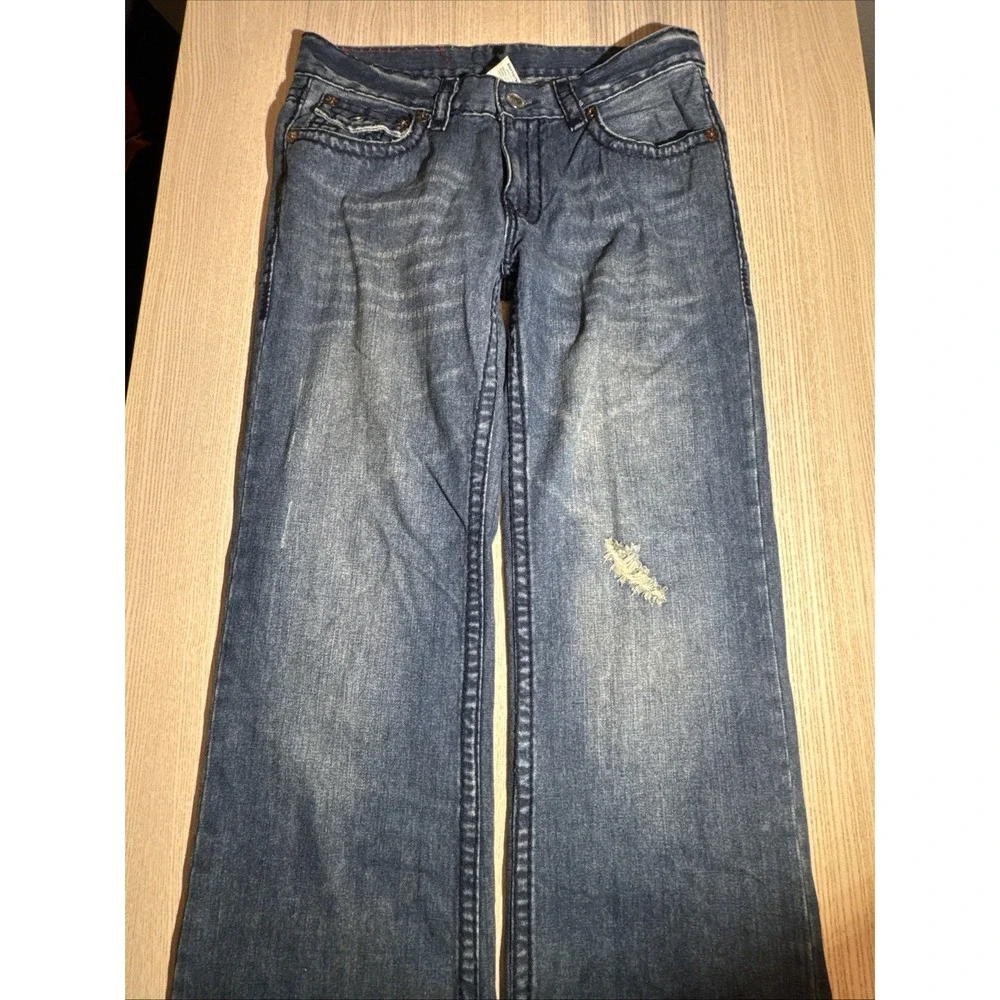 VTG True Religion Billy Super T Jeans Mens 34x33 Light Wash Blue Big Stitch Y2K